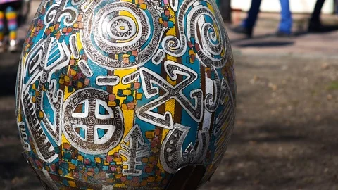 Huge Easter pysanka egg on the street Video stock 88295106
