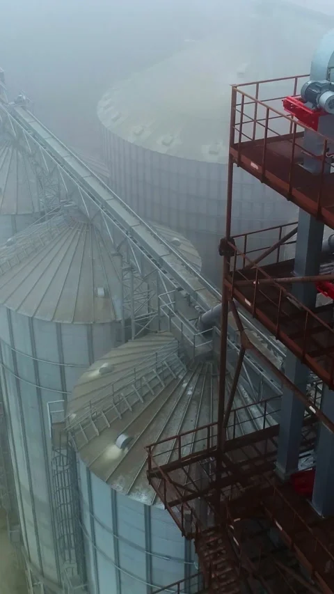 Huge elevator for grain industry containers Stock Footage 308305526