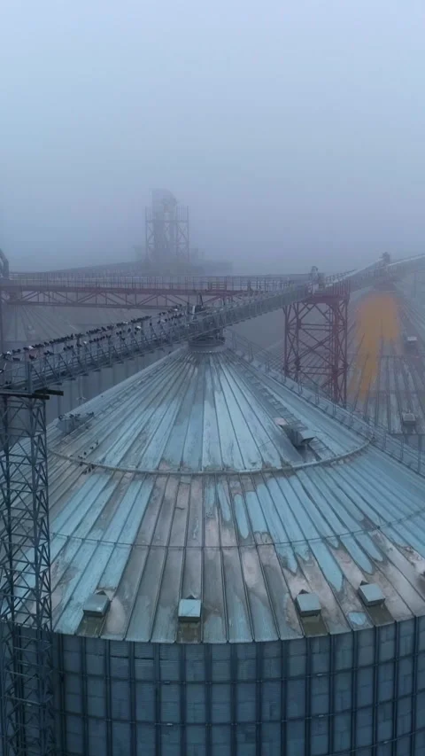 Huge elevator steel storage aerial view. Stock Footage 308305151