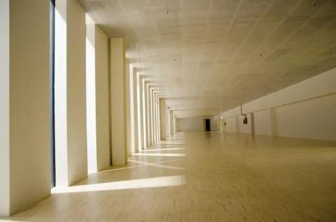 Huge empty lounge with windows Stock Photos