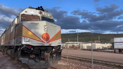 The Huge Engine on the Grand Canyon Railway Train in Williams, Arizona - USA Stock Footage 285756761