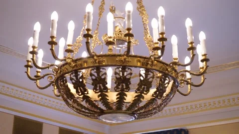 Huge expensive chandelier Stock Footage 163566599