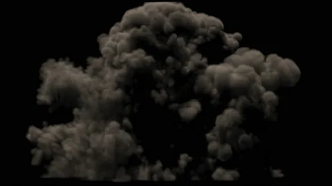 Huge Explosion with Alpha Mask Stock Footage 148937475