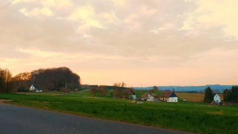 Huge Farm Tractor Passing By Stock Footage 105753131