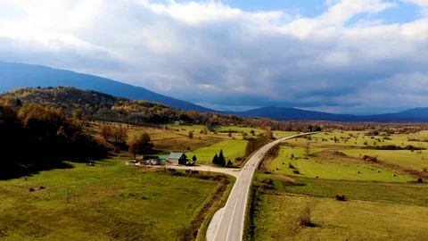 A huge fields and meadows in Bosnia and Herzegovina near Bihac Stock Footage 100611481