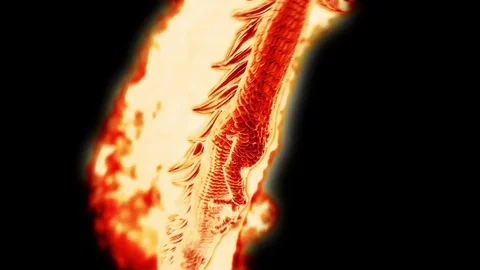 Huge Fiery Dragon Alpha Matte 3D Rendering Animation Camera Tracking Stock Footage 75302324
