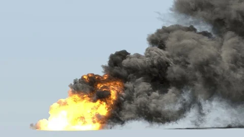 Huge fire and smoke with alpha mask Stock Footage 70455275