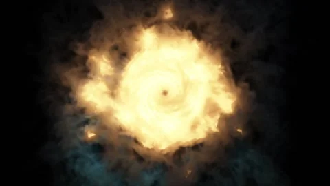 A huge fire vortex splashes smoky tongues directly into the camera against a Stock Footage 170008079