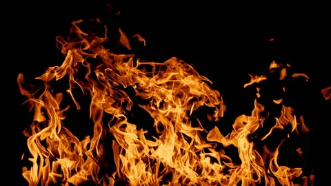 Huge Fire wall in slow motion isolated Stock Footage 93687052