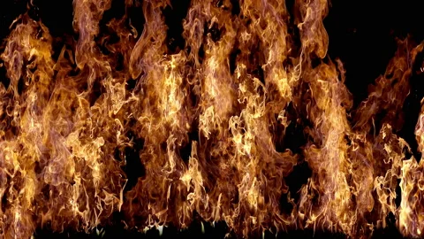 Huge Fire Wall In Slow Motion, seamless loop isolated Stock Footage