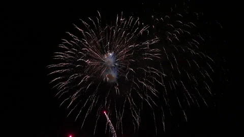 Huge firework after explosion slow motion decay Video stock 235047052