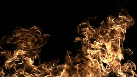 Huge Flames On Black Background Stock Footage 94320081
