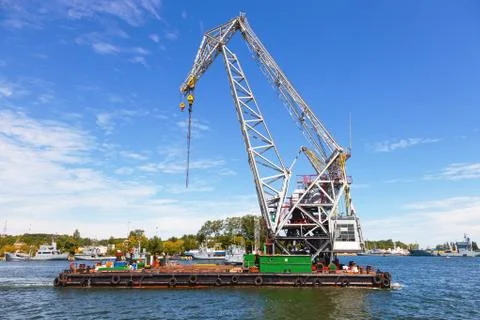 Huge floating crane Stock Photos
