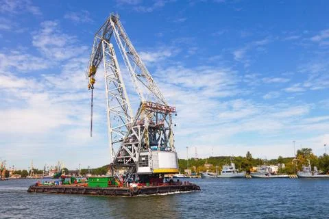 Huge floating crane Stock Photos
