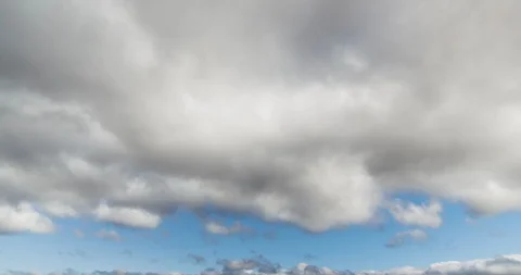 Huge Fluffy Clouds Blue Sky Timelapse 4K Stock Footage 113912252