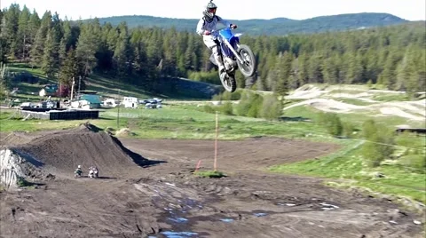 Huge FMX long jump. Stock Footage 43480490
