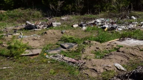 Huge garbage dump in the forest. concept of environmental pollution problems. Stock Footage 194993511