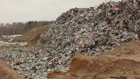 Huge garbage dump near forest Stock Footage 74206308