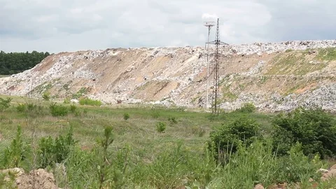 Huge garbage dumps outside the city Stock Footage 77353331
