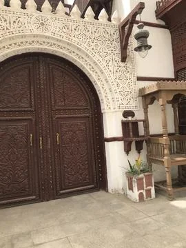 The huge gate of the mosque Stock Photos