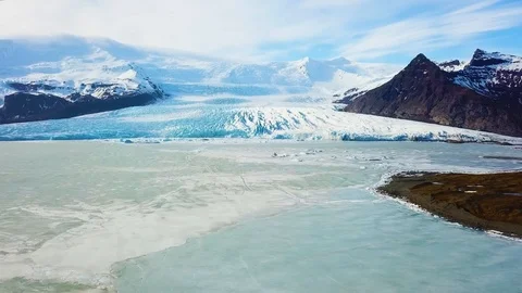 Huge glacier at the background Stock Footage 93871560