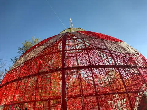 Huge globe made of light bulbs - Christmas decoration in the park, Baia Mare  Photos