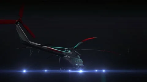 Huge helicopter mi8 in studio in the dark Stock Footage 48637040