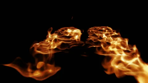Huge hell fire burning up in perspective Stock Footage 104810179