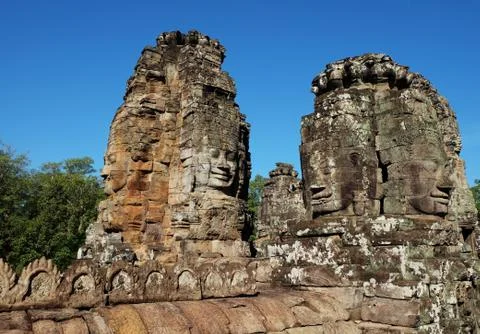A huge human face built of stone blocks. Stock Photos