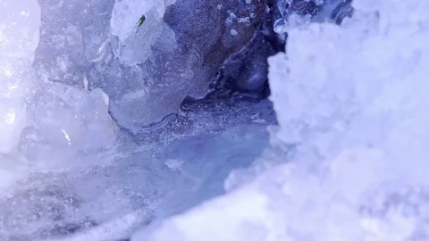 Huge ice formation on the river Stock Footage