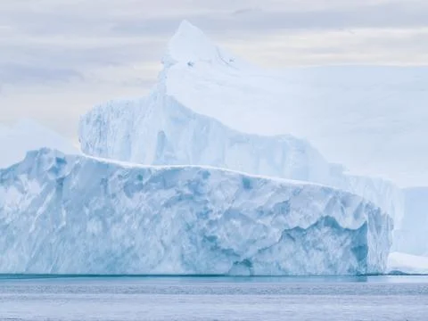 Huge icebergs from the Ilulissat Icefjord stranded on a former terminal moraine Stock Photos
