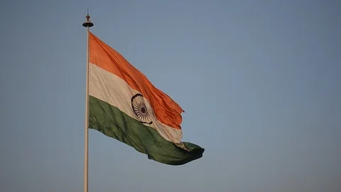 Huge indian flag fluttering in central park CP Stock Footage 100357118