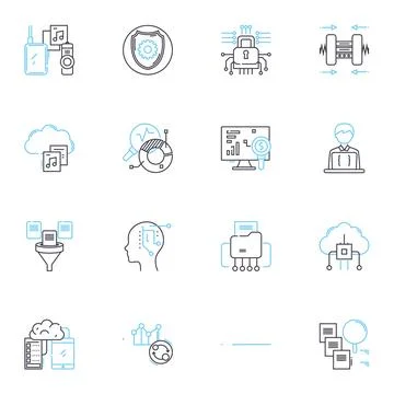 Huge information linear icons set. Insights, Analytics, Big data, Intelligence Stock Illustration