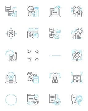 Huge information linear icons set. Insights, Analytics, Big data, Intelligence Stock Illustration