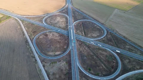 Huge intersection filmed from high above 스톡 동영상 253428134