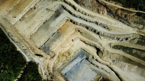 Huge iron ore quarry opencast mining Stock Footage 140667687
