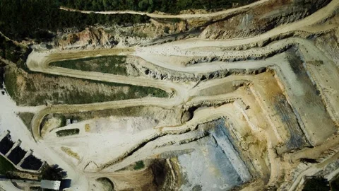 Huge iron ore quarry opencast mining Vídeos de archivo 141438304
