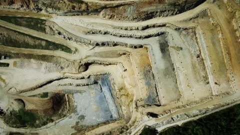 Huge iron ore quarry opencast mining Stock Footage 141669776