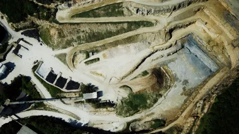 Huge iron ore quarry opencast mining Stock Footage 142076624