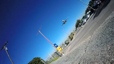 Huge jet landing at LAX Stock Footage 44624031