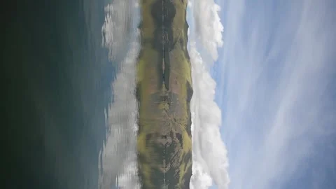 Huge lagoon with distant mountain with forest Stock Footage 273837899