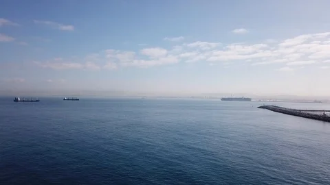 Huge large mega ULCV container ship sails on open water Stock Footage 110753246