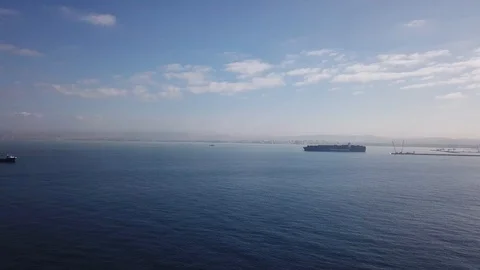 Huge large mega ULCV container ship sails on open water Stock Footage 111143069