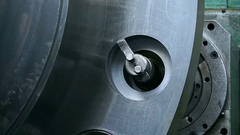 Huge lathe closeup Video stock 97463741