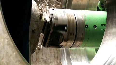 Huge lathe closeup Stock Footage 97713336