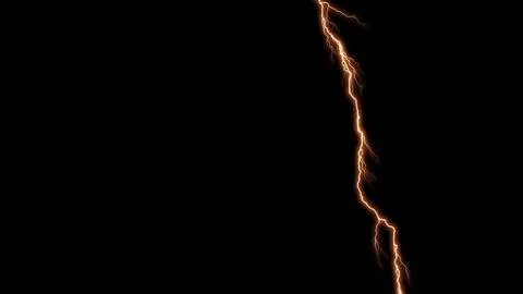 Huge lightning bolt with isolated branches on black background. Branched li.. Stock Illustration