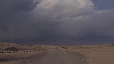Huge Lightning Storm over Deserted Dirt Road in Atacama Desert, Northern Stock Footage 242410146