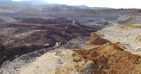 Huge Machines Digging For Coal Mine Stock Footage 74289054