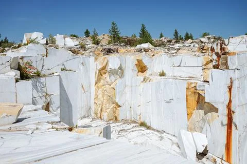 Huge marble quarry. Natural source of marble Stock Photos