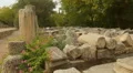 Huge marble stones decaying on archaeological excavation site, lack of funding HD Footage
